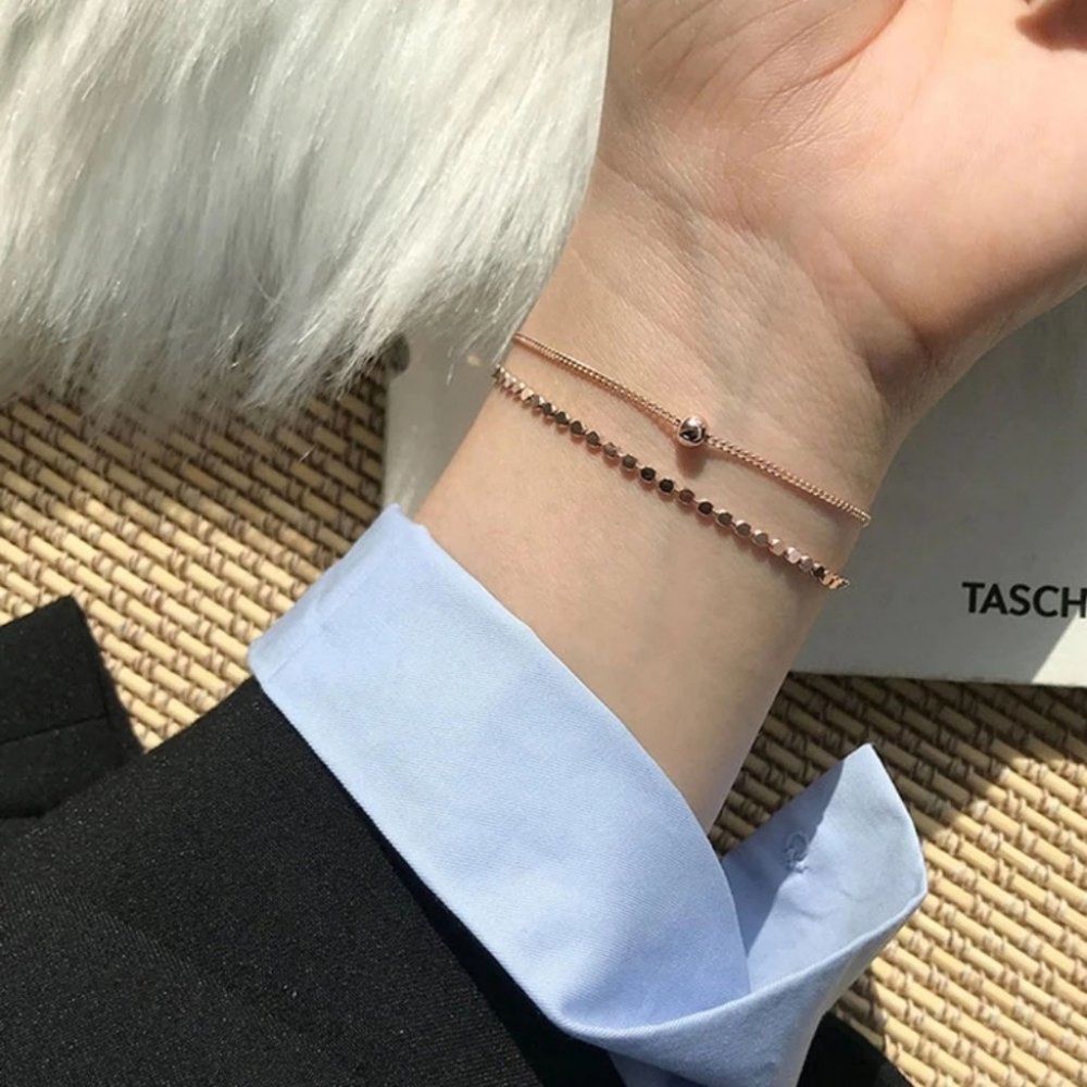 NEW Rose Gold/Sterling Silver Coin Bead Bracelet